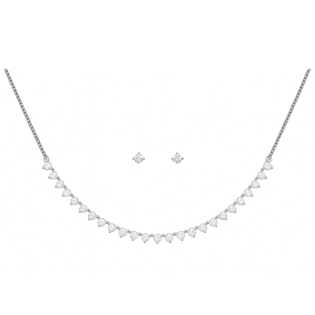 Silver Necklace & Earring Set with Teardrop Stones