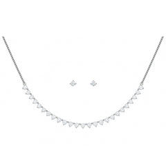 Silver Necklace & Earring Set with Teardrop Stones