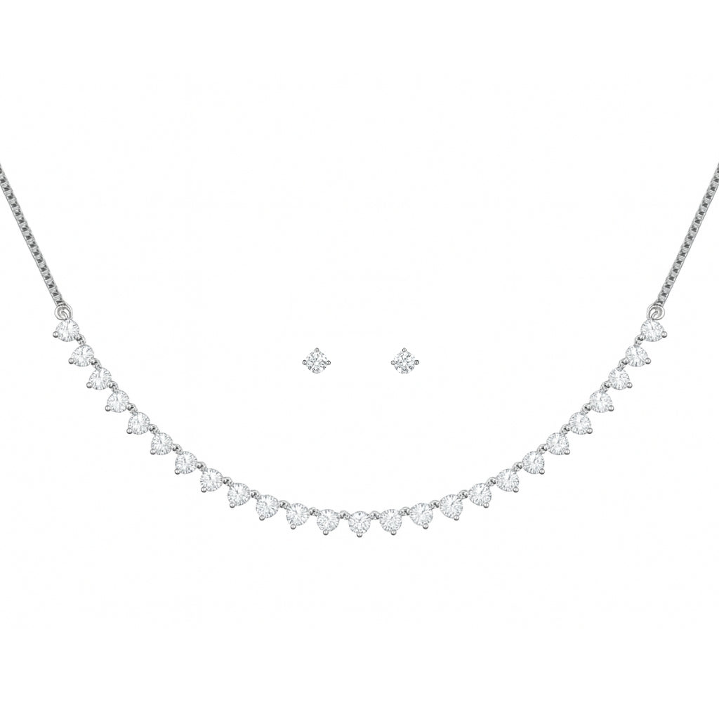 Silver Necklace & Earring Set with Teardrop Stones