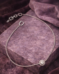 Minimalist Silver Anklet with Crystal Centerpiece