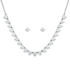 Silver Necklace & Earring Set with Teardrop Stones (Big Stone)