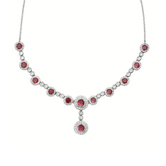 Luxury Silver Jewelry Set with Ruby-Red Stones