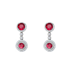 Luxury Silver Jewelry Set with Ruby-Red Stones