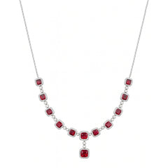 Premium Silver Jewelry Set with Square Ruby Stones