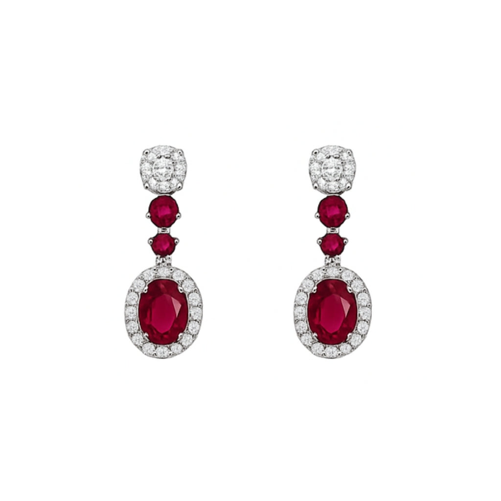 Ruby Elegance Silver Necklace & Earring Set