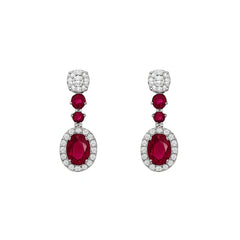 Ruby Elegance Silver Necklace & Earring Set