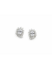 925 Sterling Silver Sparkling Floral Stud Earrings