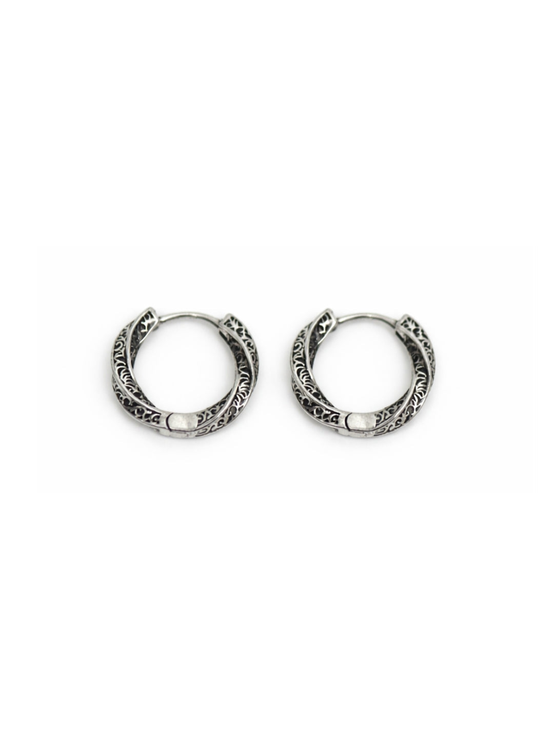 925 Sterling Silver Engraved Hoop Earrings