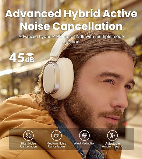 OlivLife Power Beats Wireless Bluetooth Headphones – Deep Bass, ANC Over-Ear Gaming Headset with Mic | 40Hr Battery | Foldable Design