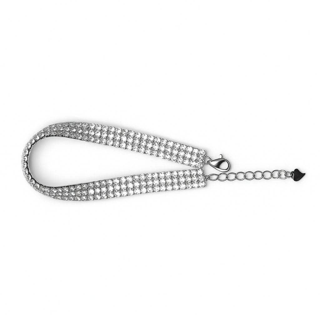 Silver Triple Line Zircon Tennis Bracelet