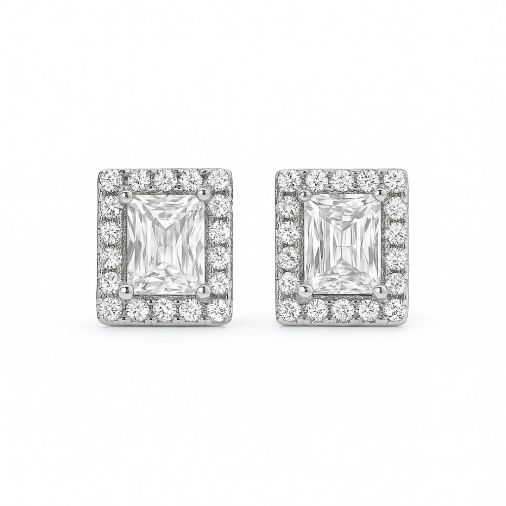 Silver Ruby Glow Stud Earrings