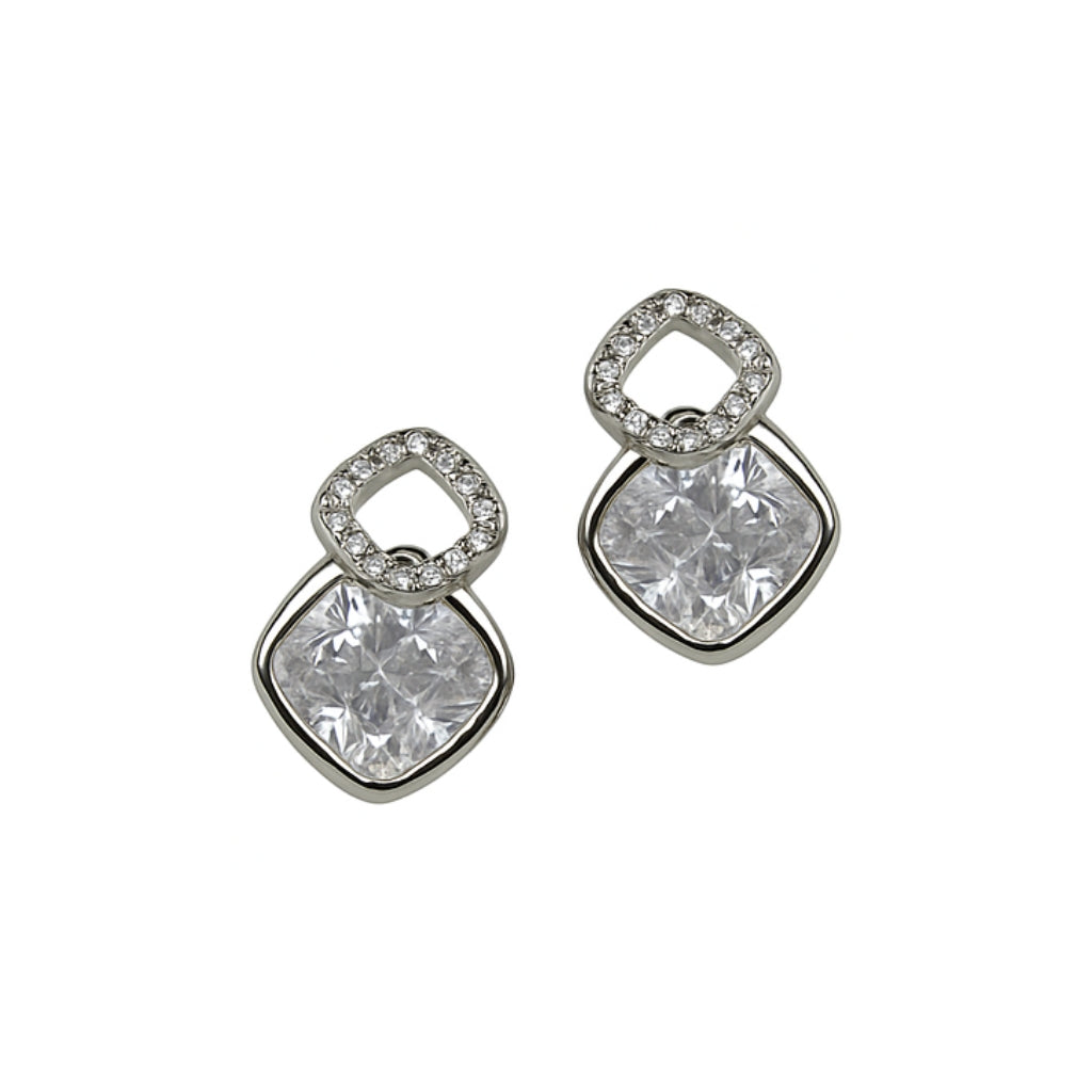 Silver Emerald Glow Stud Earrings