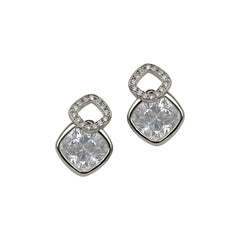 Silver Emerald Glow Stud Earrings