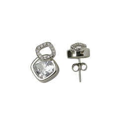 Silver Emerald Glow Stud Earrings