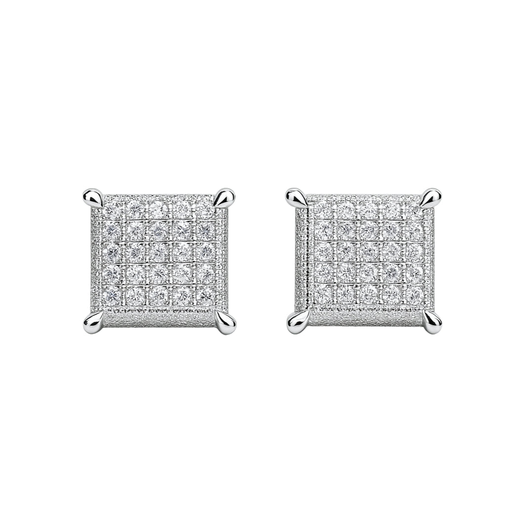 Silver Classic Square Shine Zircon Studs