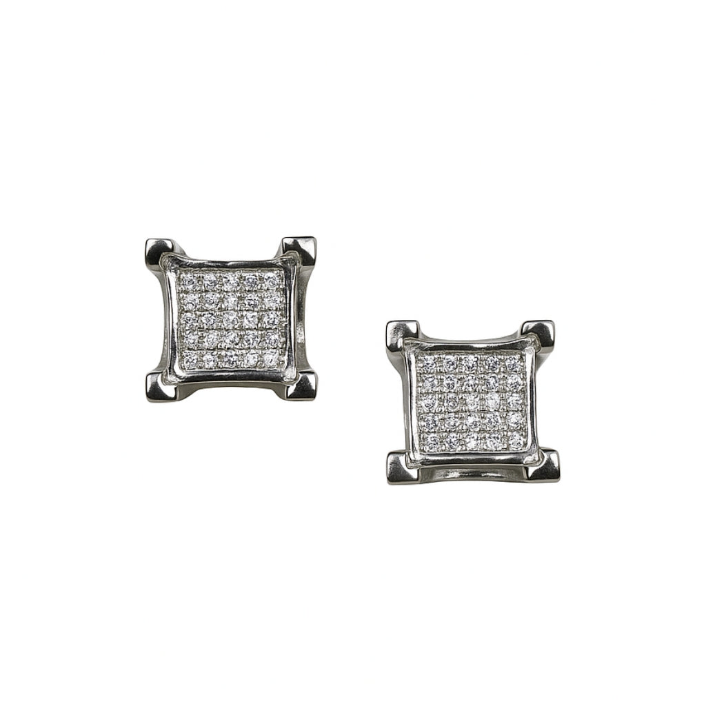 Silver Zircon Square Elegance Studs