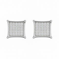Elegant Silver Square Stud Earrings