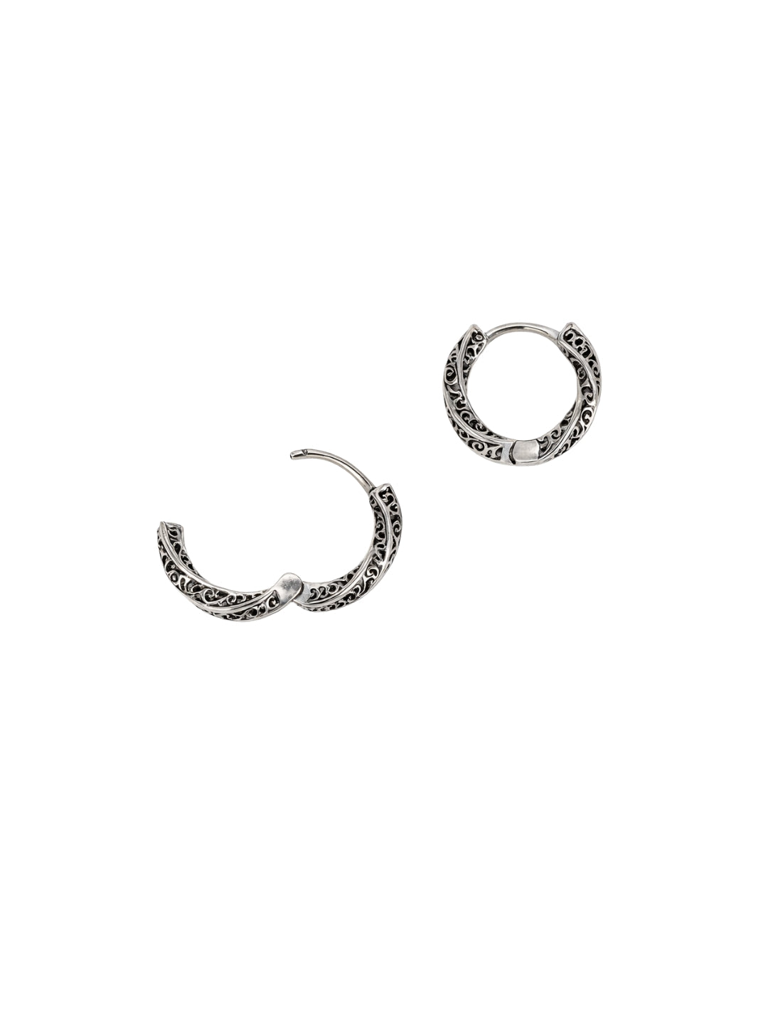 925 Sterling Silver Engraved Hoop Earrings