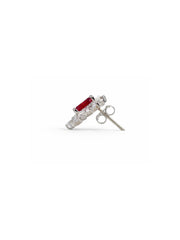 925 Sterling Silver Ruby Red Floral Stud Earrings