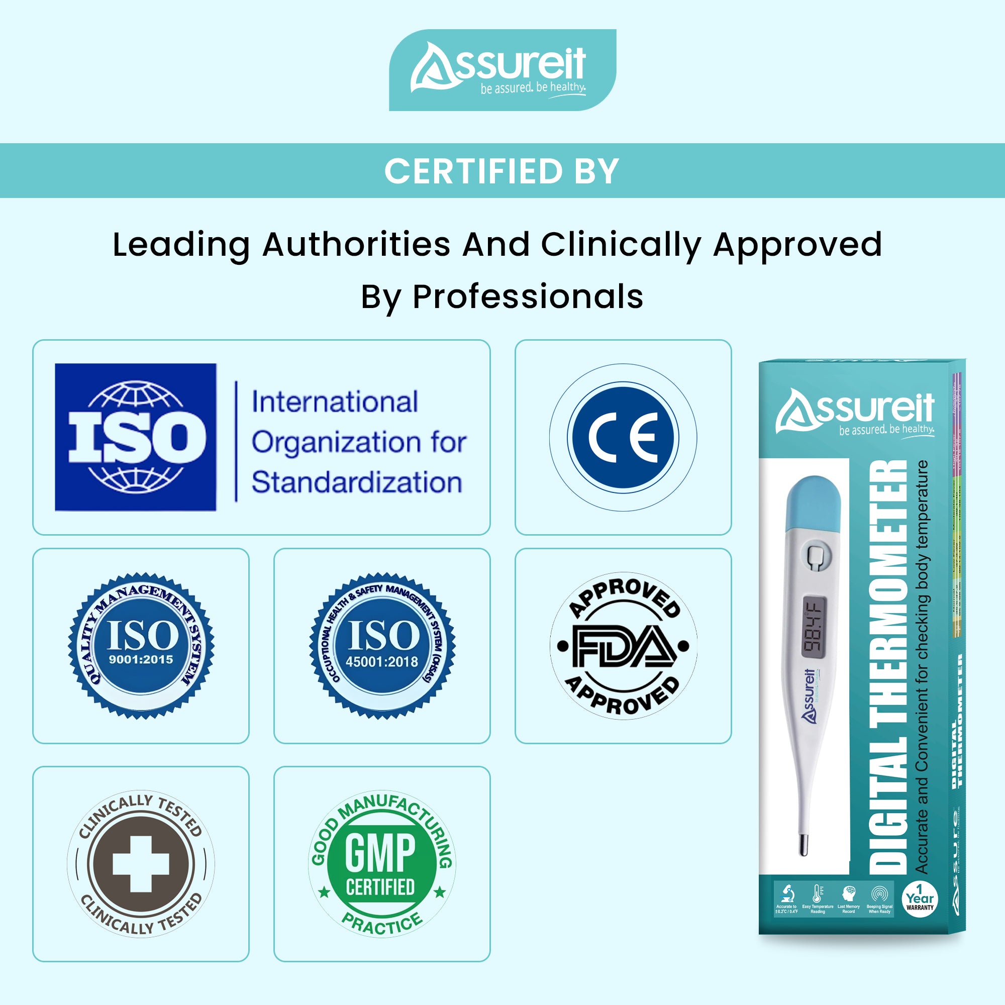 Assureit Flexible Digital Thermometer – Best Digital Thermometer for Fever | Safe for Babies, Kids & Adults | Mercury-Free | Results in 10–30 Seconds