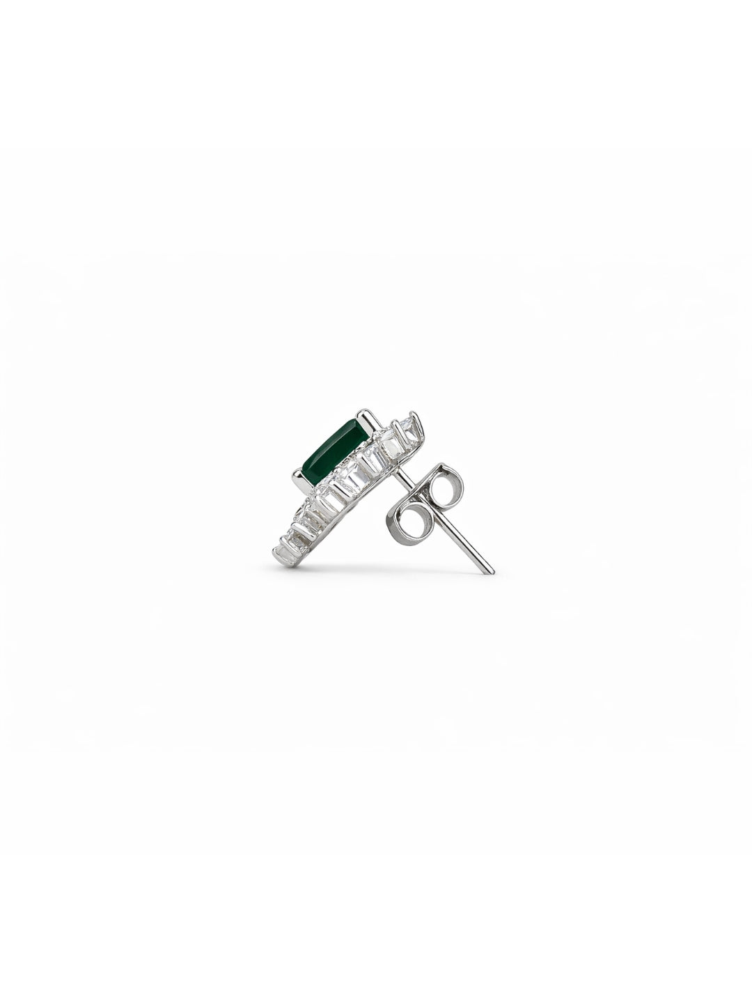 925 Sterling Silver Emerald Green Floral Stud Earrings