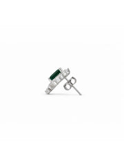 925 Sterling Silver Emerald Green Floral Stud Earrings