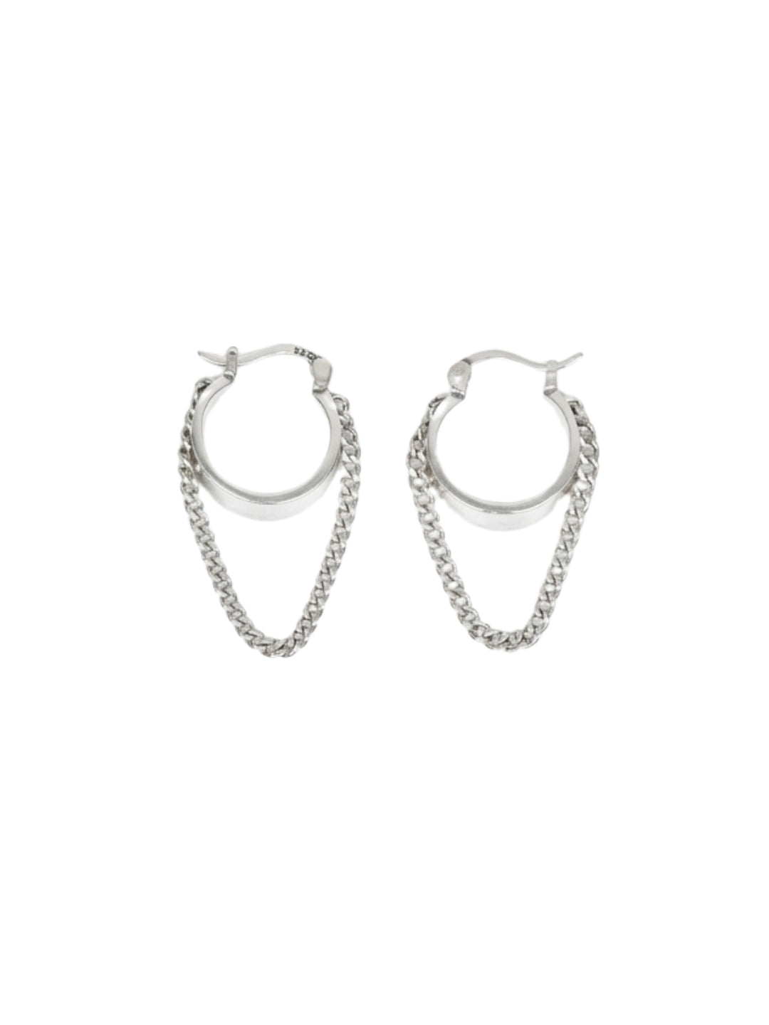 925 Sterling Silver Chain Hoop Earrings