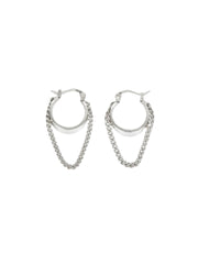 925 Sterling Silver Chain Hoop Earrings