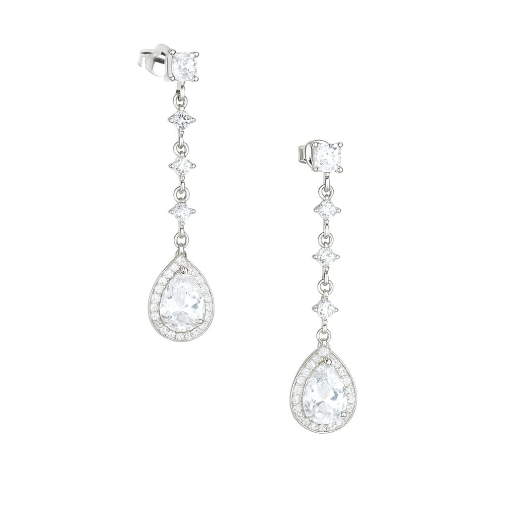 925 Silver Pear Drop CZ Dangle Earrings