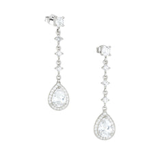 925 Silver Pear Drop CZ Dangle Earrings