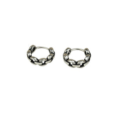 Oval Pattern Silver Hoop Earrings
