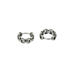 Oval Pattern Silver Hoop Earrings