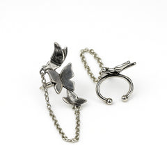 Butterfly Chain Silver Ear Cuff Trendy & Elegant Statement Piece