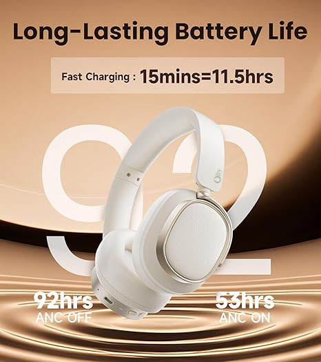 OlivLife Power Beats Wireless Bluetooth Headphones – Deep Bass, ANC Over-Ear Gaming Headset with Mic | 40Hr Battery | Foldable Design