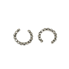 Silver Textured Beaded Ear Cuffs