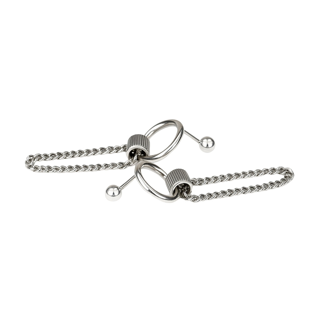 Minimal Silver Loop Earrings with Double Chain Detailing
