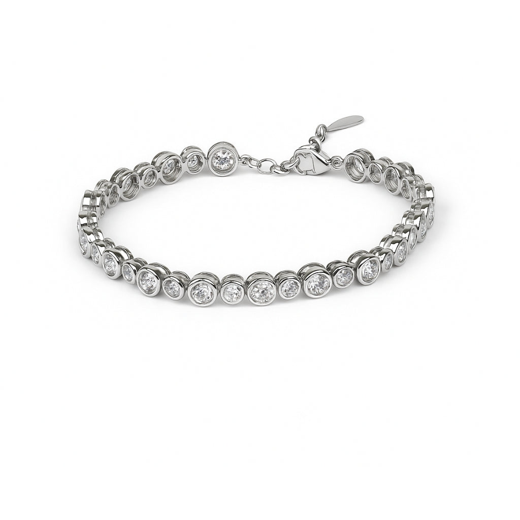 Silver Round Zircon Tennis Bracelet