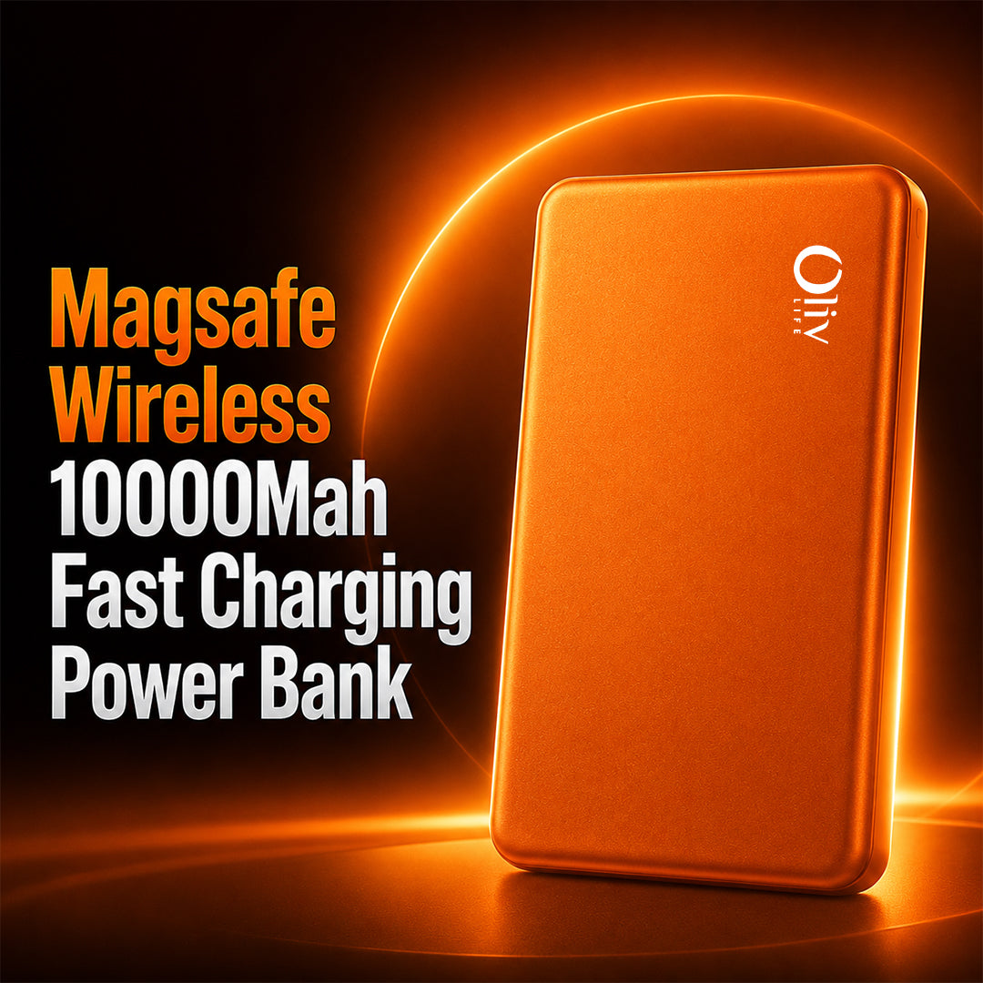 OlivLife magnetic wireless power bank 10000mAh charging Android phone via USB-C – universal fast charging power bank India
