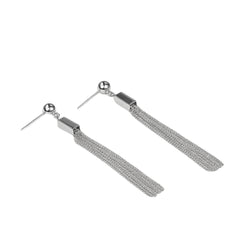 Minimalist Silver Chain Tassel Drop Earrings