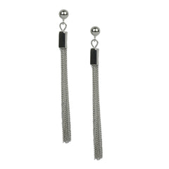 Minimalist Silver Chain Tassel Drop Earrings