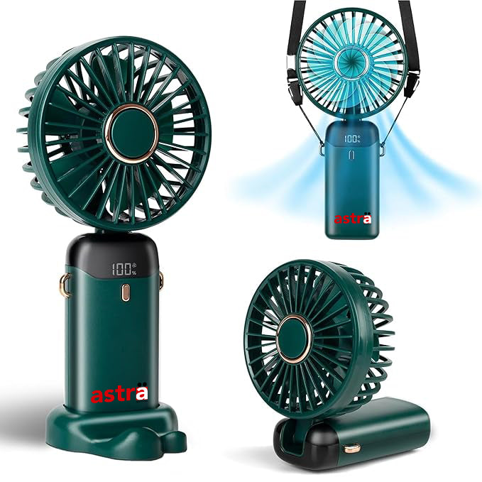 Astra Appliances Mini Portable Hand Fan LED digital display Rechargeable Fan
