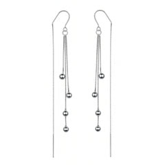Silver Crystal Drop Threader Earrings