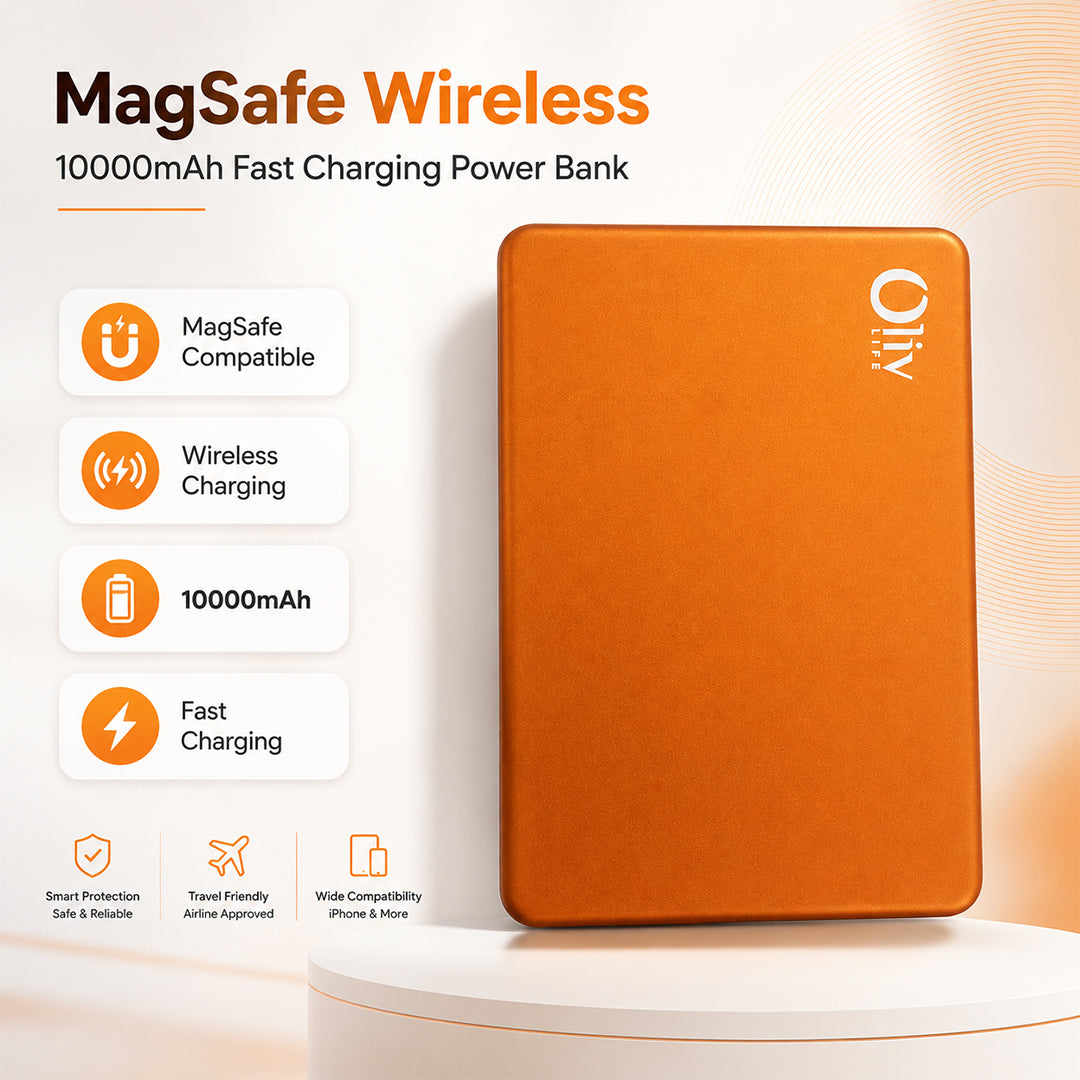 OlivLife magnetic wireless power bank 10000mAh charging Android phone via USB-C – universal fast charging power bank India
