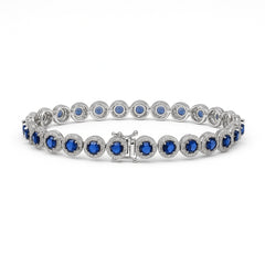 Silver Blue Bezel-Set Zircon Bracelet
