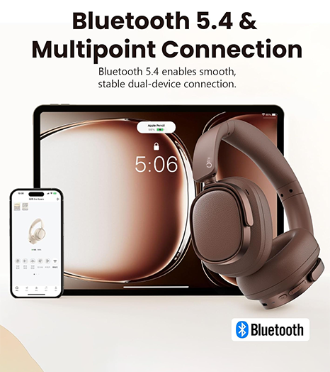 OlivLife Power Beats Wireless Bluetooth Headphones – Deep Bass, ANC Over-Ear Gaming Headset with Mic | 40Hr Battery | Foldable Design