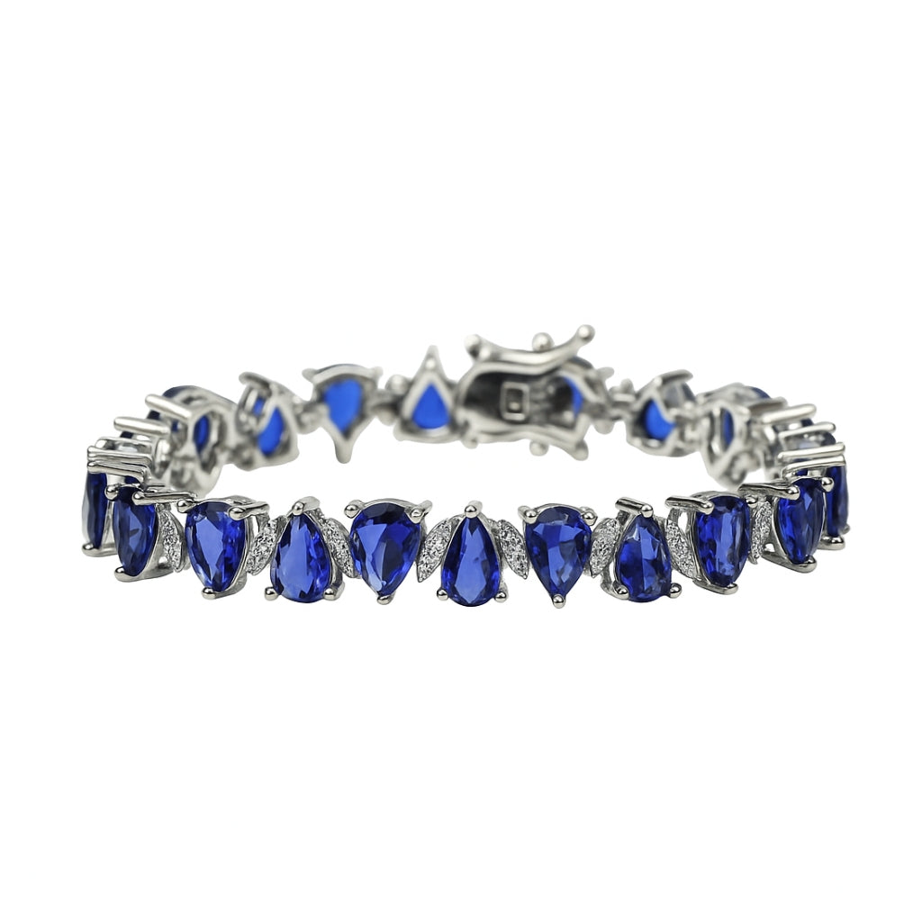 Silver Blue Triangle-Cut Zircon Bracelet