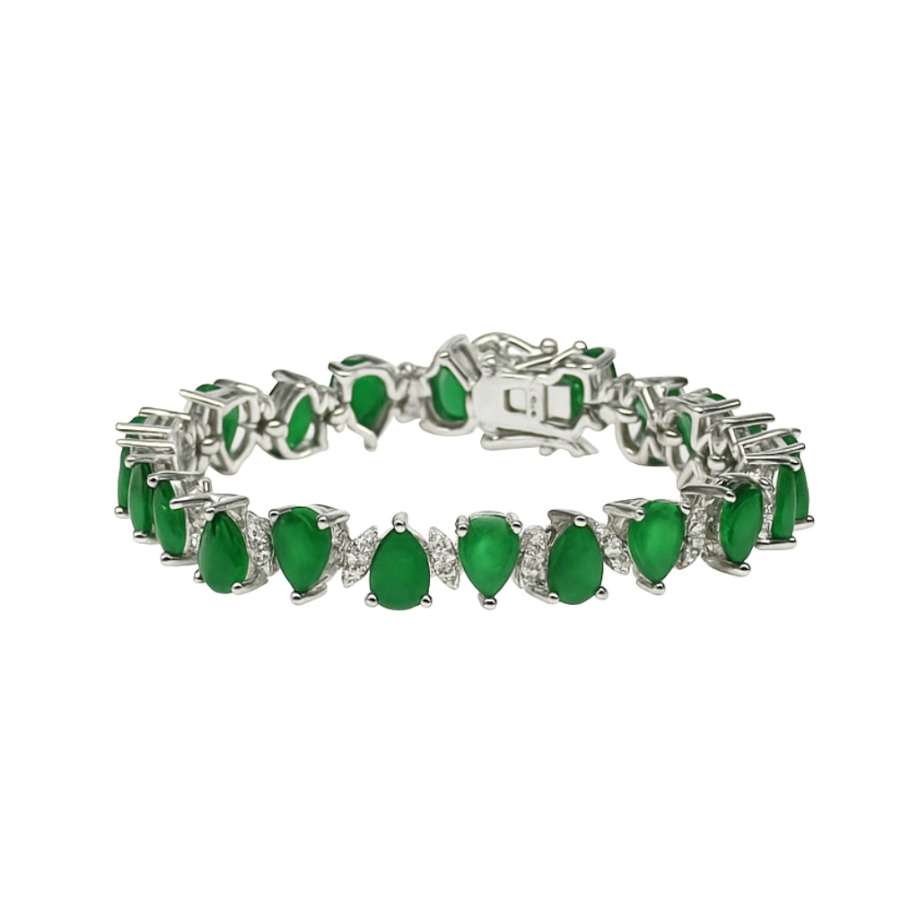 Silver Green Triangle-Cut Zircon Bracelet