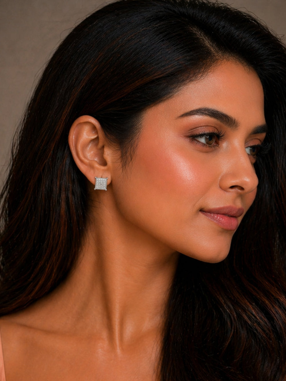 925 sterling silver earrings India with sparkling crystal halo