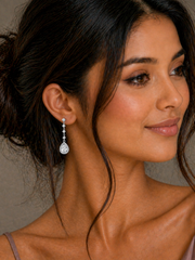925 sterling silver earrings India with crystal drop detailing