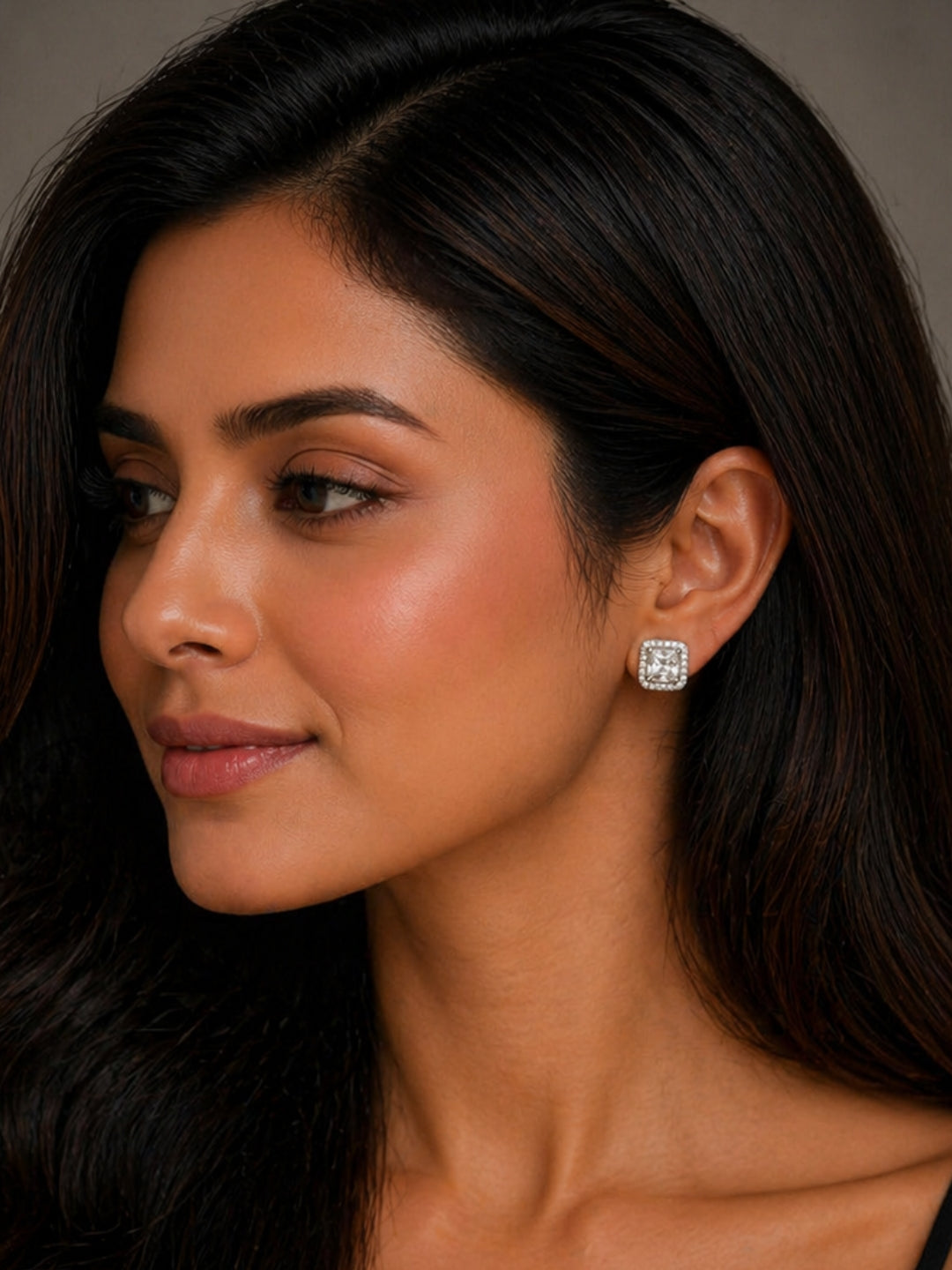 925 sterling silver earrings India with sparkling crystal halo